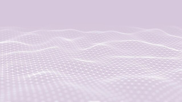 3D futuristic animation of modern abstract geometric background of a dotted interconnected mesh pattern with slow wavy motion