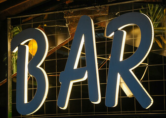 bar. distinctive sign for an area where alcohol is consumed. detail.