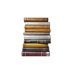 A stack of books isolated on a transparent background