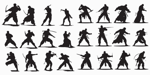 Fototapeta na wymiar Silhouettes of Karate people vector illustration