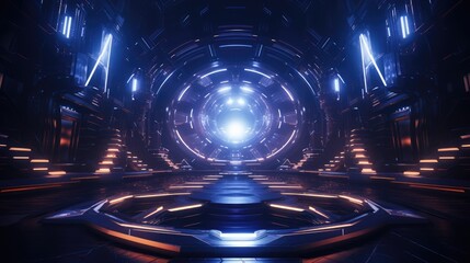 Creative sci-fi background with mechanical sense, stage background with future technological sense
