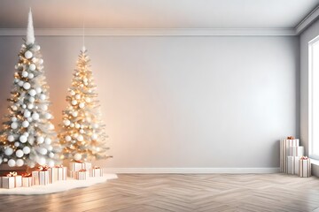 christmas room with christmas tree and decorations