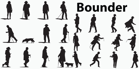 Set of silhouettes of Bounder people vector illustration