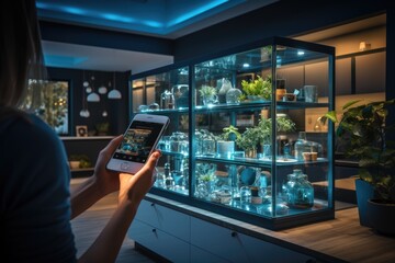 Person using a digital assistant device - stock photography concepts