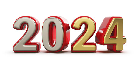 New year 3d Number 2024 Render