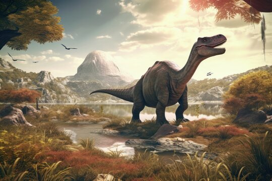 Dinosaur nature prehistoric. Generate Ai