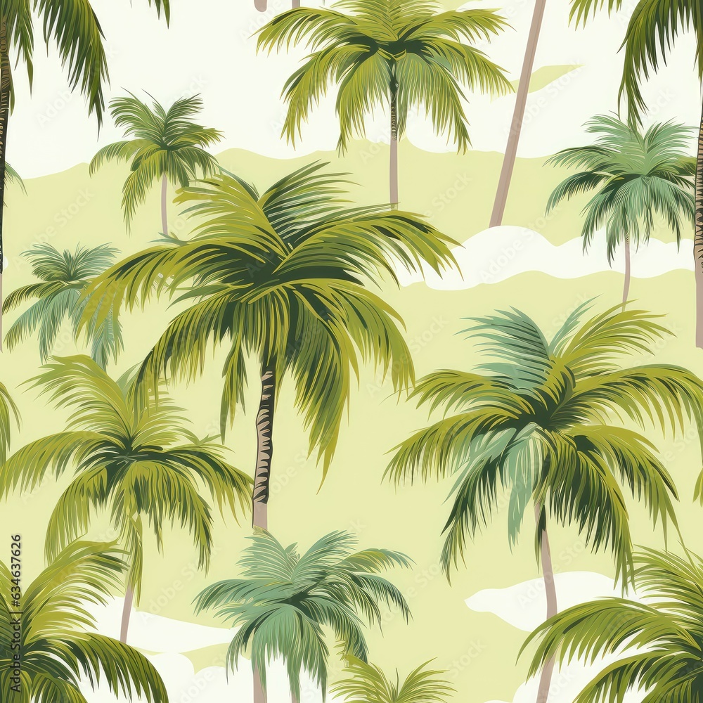Poster palm trees seamless pattern. generate ai