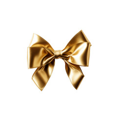 A perfect golden bow on a distinct transparent white background