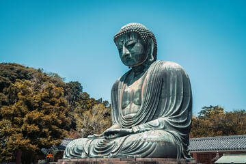 Statue of Amida Buddha in Japan, Kamakura.
Statua di Amida Buddha in Giappone.