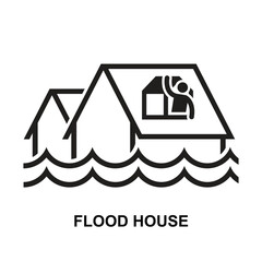 Flood house icon. Flooding icon isolated on background vector illustration.
