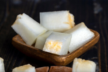 Ripe delicious melon during dessert cooking
