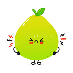 Angry Pomelo character. Vector hand drawn cartoon kawaii character illustration icon. Isolated on white background. Sad Pomelo fruit character concept