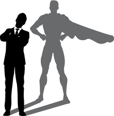 Superhero Business Man With Super Hero Shadow