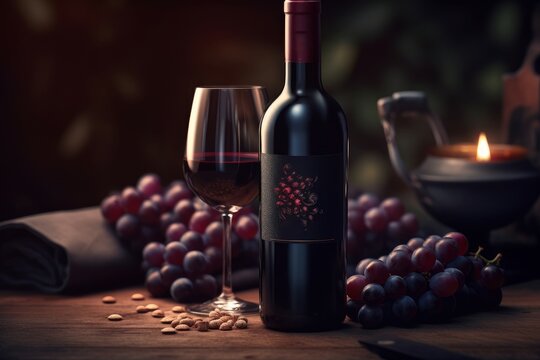 Red wine grapes. Generate Ai