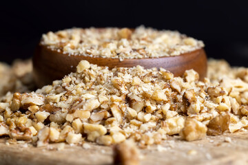 walnut, walnuts, table, cut, during, cooking, chopped,