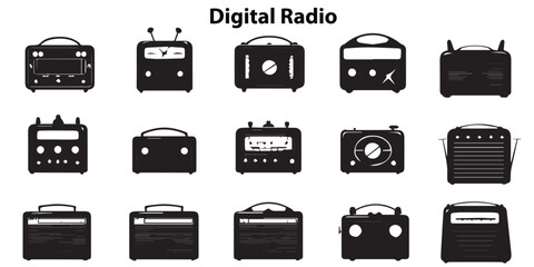 A set of silhouette Digital radio vector illustration