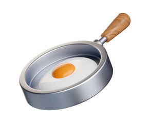 Home cooked food, fried eggs, fried eggs in frying pan. Healthy breakfast, home cooking breakfast in cafe, omelet icon. Comfort food. 3D render illustration