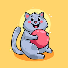 Cartoon cute cat playing ball vector