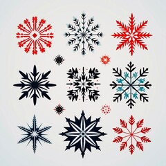 set of christmas snowflakes, generative Ai 