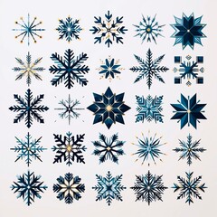 Fototapeta premium set of snowflakes vector, generative Ai 