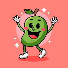 Cartoon retro happy mango vector