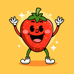Cartoon retro happy strawberry vector