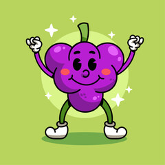 Cartoon retro happy grape vector