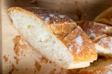 Cut white bread into pieces