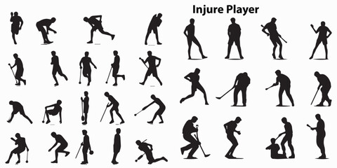 A set of silhouette injure player vector illustration