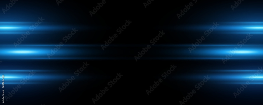 Aufkleber futuristic light effect in sci-fi style for your tech design on black background. abstract horizonta