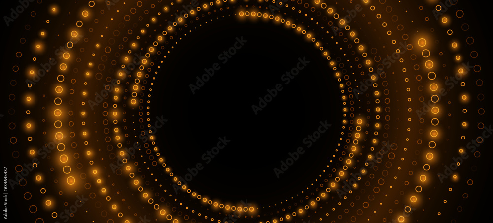 Poster digital circles of glowing dots for your banner design. big data visualization into cyberspace with 