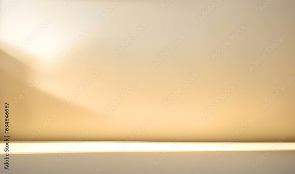 Poster minimalistic abstract light beige golden background for product presentation. incident light from th
