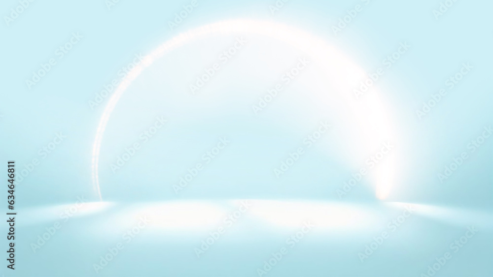 Aufkleber minimalistic abstract blurry light blue background for product presentation with a circular neon glo