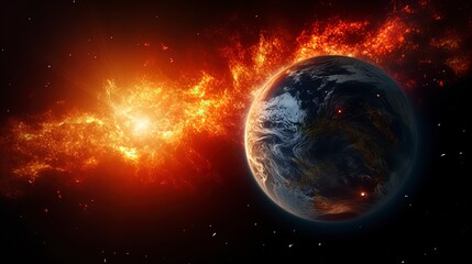 Obraz na płótnie Canvas Solar dangers unfold as sunbursts, coronal eruptions, and solar winds threaten Earth, reminding us of the celestial power overhead. 'generative AI' 