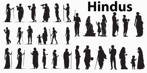 Silhouette Hindus people vector illustration