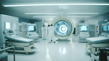 High-tech modern CT scan room in the modern hospital