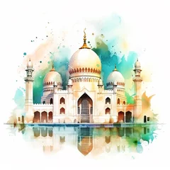 Fototapeten Islamic mosque illustration in watercolor effect - ai generative © NAVIN