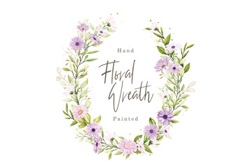 watercolor floral daisy wreath illustration