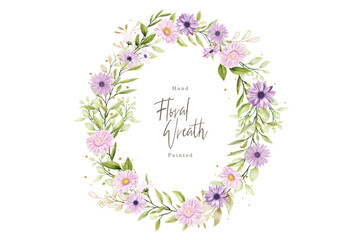 watercolor floral daisy wreath illustration