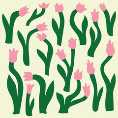 Tulip flower illustration pattern vector