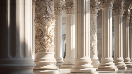 Obraz premium Details of the building of marble pillars. Created using generative AI technology.