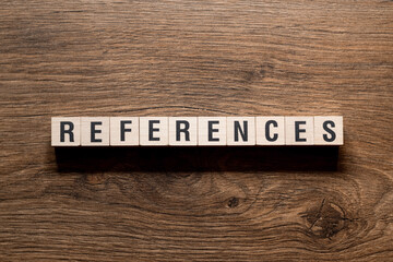 References - word concept on building blocks, text