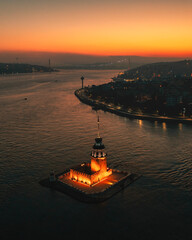 sunset over the sea. KIZKULESI ISTANBUL