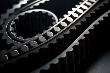 Macro Shot of a Timing Belt in an Automotive Engine