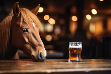 Fotobehang Drinking horse with alcohol in a pub. © vlntn