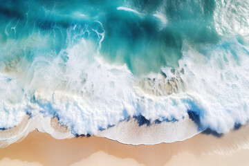 Image concept: Waves blowing towards the shore with white sandy beaches.