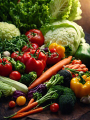 Vegetables and fruits such as cabbage, tomatoes, paprika, onions, spinach and others
