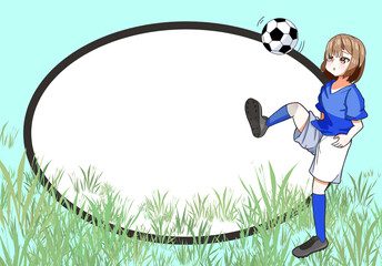女子サッカー、リフティングをする女の子