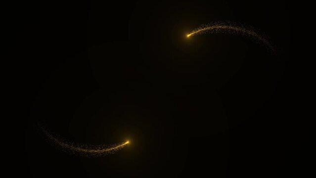 Glowing particles wave Gold luxury sparkling shine light glitter star dust trail. Golden Magic Christmas golden on black background. event, Festival, new year, logo and title decoration.