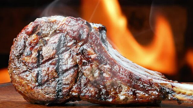 grilled Tomahawk steak, BBQ food